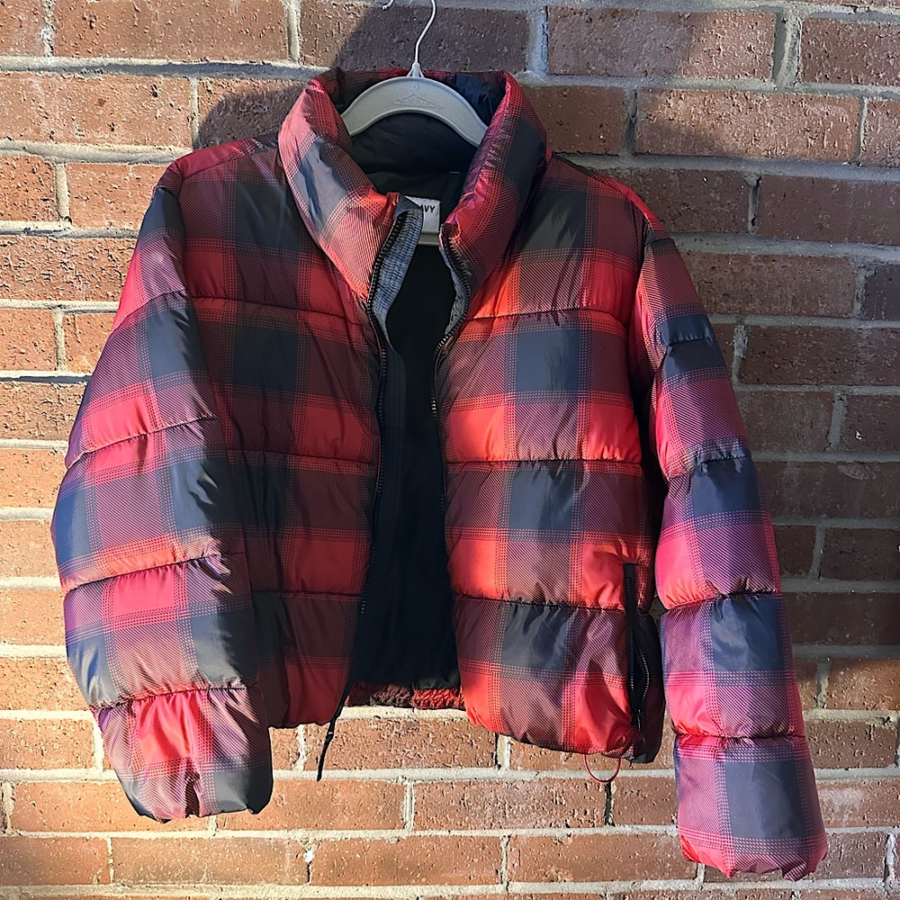 Old Navy buffalo plaid puffer jacket- Brand new with tags. Size xxl tall